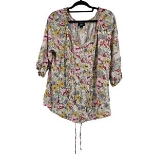 AGB Cottage Floral Comfy Blouse Tunic Top Size 1x‎ Casual Office Boho Feminine